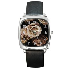 Roses Flowers Square Metal Watch by vanessagf