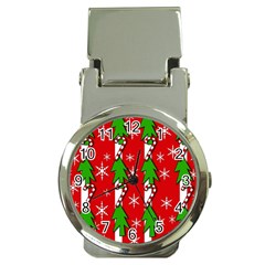 Christmas Tree Pattern - Red Money Clip Watches by Valentinaart