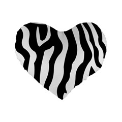 Zebra Horse Skin Pattern Black And White Standard 16  Premium Flano Heart Shape Cushions by picsaspassion