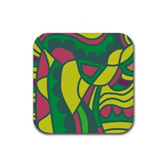 Green Abstract Decor Rubber Coaster (square) 