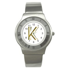 Monogrammed Monogram Initial Letter K Gold Chic Stylish Elegant Typography Stainless Steel Watch by yoursparklingshop