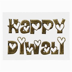 Happy Diwali Greeting Cute Hearts Typography Festival Of Lights Celebration Large Glasses Cloth (2-side) by yoursparklingshop