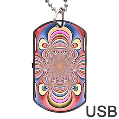 Pastel Shades Ornamental Flower Dog Tag Usb Flash (one Side) by designworld65