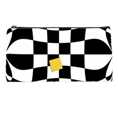 Dropout Yellow Black And White Distorted Check Pencil Cases by designworld65