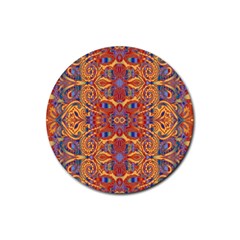 Oriental Watercolor Ornaments Kaleidoscope Mosaic Rubber Round Coaster (4 Pack)  by EDDArt