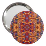 Oriental Watercolor Ornaments Kaleidoscope Mosaic 3  Handbag Mirrors Front