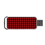 Lumberjack Plaid Fabric Pattern Red Black Portable USB Flash (Two Sides) Front