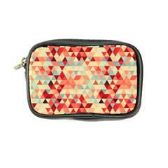 Modern Hipster Triangle Pattern Red Blue Beige Coin Purse by EDDArt