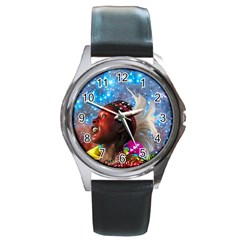 African Star Dreamer Round Metal Watch by icarusismartdesigns