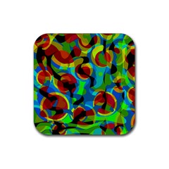 Colorful Smoothie  Rubber Coaster (square) 