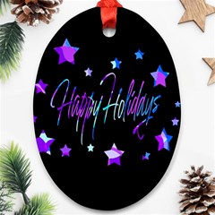 Happy Holidays 6 Oval Ornament (two Sides)