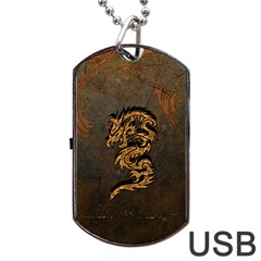 Awesome Dragon, Tribal Design Dog Tag Usb Flash (two Sides)  by FantasyWorld7