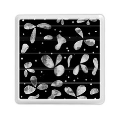 Black And White Floral Abstraction Memory Card Reader (square) 