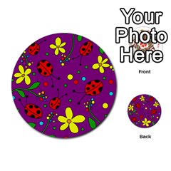 Ladybugs - Purple Multi-purpose Cards (round)  by Valentinaart