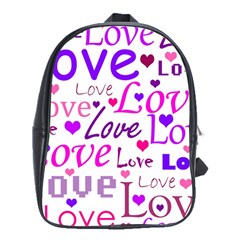 Love Pattern School Bags (xl)  by Valentinaart