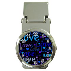 Blue Love Pattern Money Clip Watches by Valentinaart