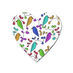 Birds And Flowers Heart Magnet by Valentinaart