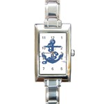 Blue Anchor,  Aquarel painting art Rectangle Italian Charm Watch Front