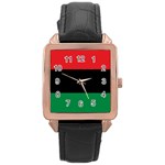 Pan African UNIA Flag Colors Red Black Green Horizontal Stripes Rose Gold Leather Watch  Front