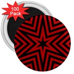 Star Red Kaleidoscope Pattern 3  Magnets (100 pack) Front