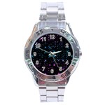 Stars Pattern Seamless Design Stainless Steel Analogue Watch Front