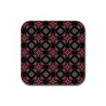 Abstract Black And Red Pattern Rubber Coaster (Square)  Front