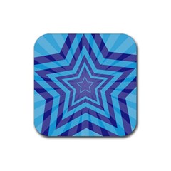 Abstract Starburst Blue Star Rubber Coaster (square) 