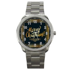 Christmas Gold Black Frame Noble Sport Metal Watch by Nexatart