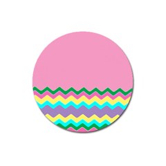 Easter Chevron Pattern Stripes Magnet 3  (round) by Nexatart