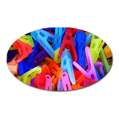 Clothespins Colorful Laundry Jam Pattern Oval Magnet by Nexatart