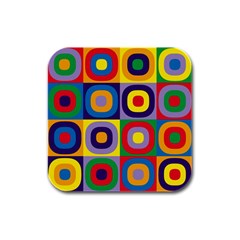 Kandinsky Circles Rubber Square Coaster (4 Pack)  by Nexatart