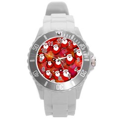 Seamless Santa Tile Round Plastic Sport Watch (l) by Nexatart