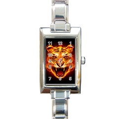 Tiger Rectangle Italian Charm Watch by Nexatart