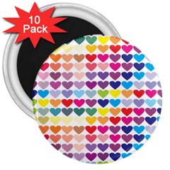 Heart Love Color Colorful 3  Magnets (10 Pack)  by Nexatart