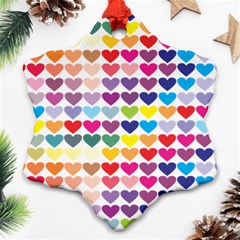 Heart Love Color Colorful Snowflake Ornament (two Sides) by Nexatart