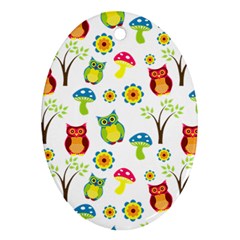 Cute Owl Wallpaper Pattern Ornament (oval) by Nexatart