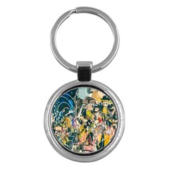 Art Graffiti Abstract Lines Key Chains (round)  by Nexatart