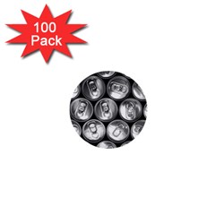 Black And White Doses Cans Fuzzy Drinks 1  Mini Buttons (100 Pack)  by Nexatart