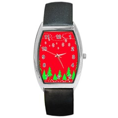 Merry Christmas Barrel Style Metal Watch by Nexatart