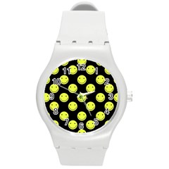 Happy Face Pattern Round Plastic Sport Watch (m) by Nexatart