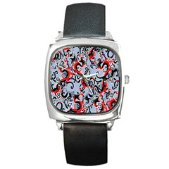 Dragon Pattern Square Metal Watch by Nexatart