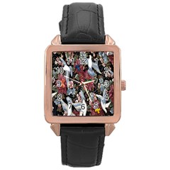 Quilt Rose Gold Leather Watch  by Nexatart