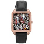 Quilt Rose Gold Leather Watch  Front