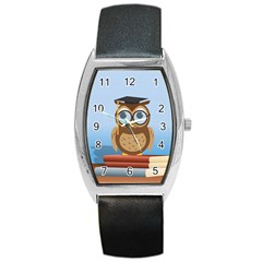 Read Owl Book Owl Glasses Read Barrel Style Metal Watch by Nexatart