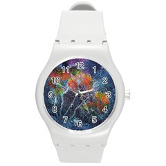 Abstract Digital Art Round Plastic Sport Watch (m) by Nexatart