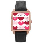 Valentine S Day Hearts Rose Gold Leather Watch  Front