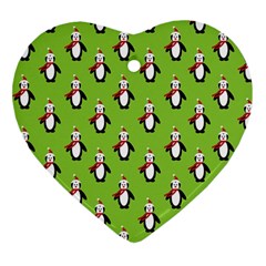 Christmas Penguin Penguins Cute Heart Ornament (two Sides) by Nexatart