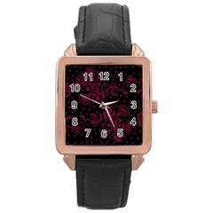 Pink Floral Pattern Background Wallpaper Rose Gold Leather Watch  by Nexatart