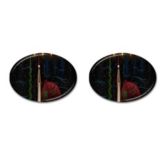 Christmas Xmas Bag Pattern Cufflinks (oval) by Nexatart