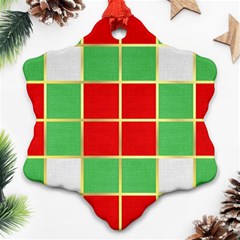 Christmas Fabric Textile Red Green Ornament (snowflake) by Nexatart